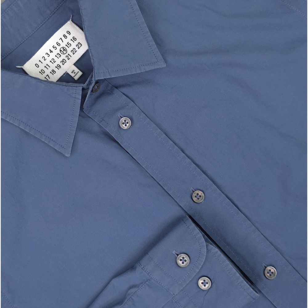 Maison‎ Martin Margiela Shirt Mens 46 Blue Slim Fit Dress Cotton Long Sleeve